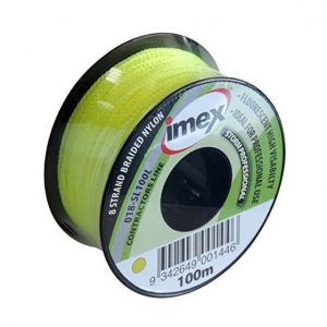 Imex Lime 100m Stringline High Visibility Fluorescent 8 Strand Braided Nylon
